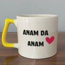 Mor Mürekkep Anam Da Anam Baskılı Kadınlar Günü Sarı Kulplu D Kupa