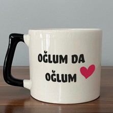 Mor Mürekkep Oğlum Da Oğlum Baskılı Siyah Kulplu D Kupa