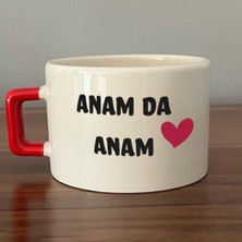 Mor Mürekkep Anam Da Anam Baskılı Kadınlar Günü Kırmızı Kulplu C Fincan