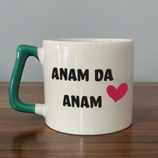 Mor Mürekkep Anam Da Anam Baskılı Kadınlar Günü Yeşil Kulplu D Kupa