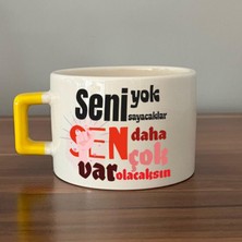 Mor Mürekkep Seni Yok Sayacaklar Baskılı Kadınlar Günü Sarı Kulplu C Fincan