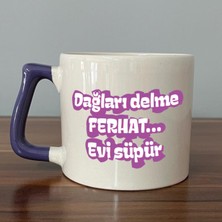 Mor Mürekkep Dağları Delme Ferhat Evi Süpür Baskılı Kadınlar Günü Mor Kulplu D Kupa