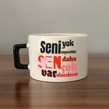 Mor Mürekkep Seni Yok Sayacaklar Baskılı Kadınlar Günü Siyah Kulplu C Fincan
