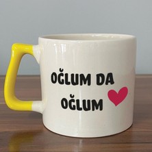 Mor Mürekkep Oğlum Da Oğlum Baskılı Sarı Kulplu D Kupa