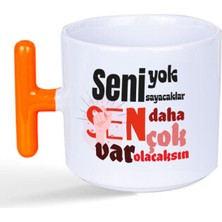 Mor Mürekkep Seni Yok Sayacaklar Baskılı Kadınlar Günü Turuncu Kulplu T Kupa