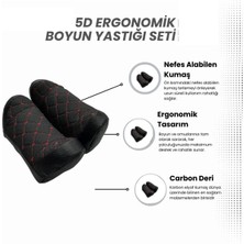 Caş Dekorasyon 5d Ergonomik Oto Boyun Yastığı Seti 2 Adet Siyah Kırmızı