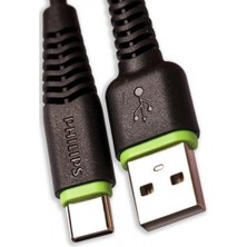 Philips Usba To Type-C Hızlı Data ve Şarj Kablosu 1.2m Siyah + Schitec Type-C To Usba 3.0 Dönüştürücü Adaptör