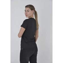 Tarz Yeri Kadın Yandan Fermuarli Slim Fit T-Shirt - Siyah