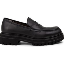 Deery Deri Siyah Kadın Loafer Ayakkabı - 01903ZSYHE01