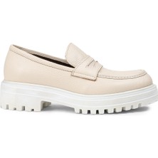 Deery Deri Bej Kadın Loafer Ayakkabı - 01903ZBEJE01