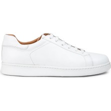 Deery Deri Beyaz Erkek Sneaker Ayakkabı - 01829MBYZC14