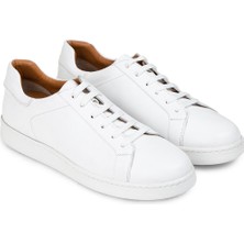 Deery Deri Beyaz Erkek Sneaker Ayakkabı - 01829MBYZC14