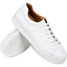 Deery Deri Beyaz Erkek Sneaker Ayakkabı - 01829MBYZC14