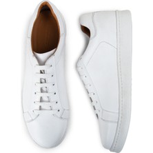 Deery Deri Beyaz Erkek Sneaker Ayakkabı - 01829MBYZC14