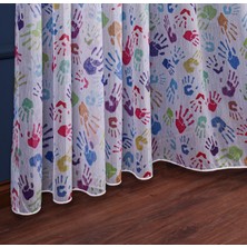 Caserta Home 1/3 Sık Pile Kids Renkli El Izi Çocuk Odası Tül Perde