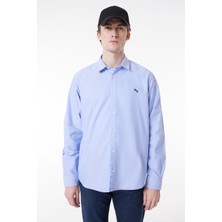 Wrangler Regular Fit Normal Kesim  Pamuk Mavi Uzun Kollu Gömlek