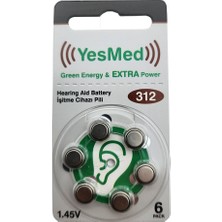 Yesmed Extra Power 312 Numara Işitme Cihazı Pili (5 Paket x 6 Adet = 30 Adet Pil ) + Hediye Prowax Minifit Filtre