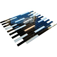 MozaiKristaL Mutfak Tezgah Araı Kristal Cam Mozaik. Cam Ölçüsü: 15X98 Mm. File Ölçüsü: 30X30 Cm. ( 1 Kutu = 11 File Karo = 1 M2 Fiyatıdır. )