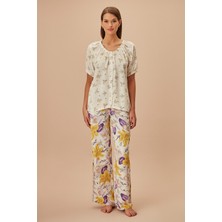 Suwen Lila Maskülen Pijama Takımı