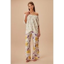 Suwen Lila Maskülen Pijama Takımı