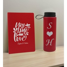 Bk Gift Sevgiliye Özel Isimli Kırmızı Defter ve Cam Matara Hediye Seti-11, Sevgiliye Hediye, Sevgililer Günü, Yeni iş hediyesi