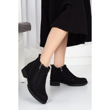 Dilimler Ayakkabı Fermuarlı Siyah Kadın Bot