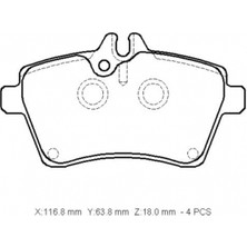 JMC Mercedes B Class- W245- 05/09; Ön Fren Balatası (KABLOSUZ)(DİSK)(116.8X63.8X18)(BRAMAX)