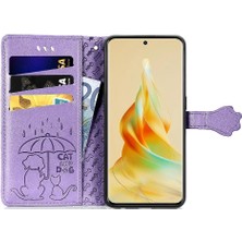 BDT Boutique Oppo 8t 5g Flip Için Karikatür Hayvanlar Kısa Kayış Deri Telefon Kılıfı (Yurt Dışından)