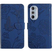 BDT Boutique Motorola Kenar 30 Pro Çiçekler ve Bilek Kayışı Pu ile Kelebekler Için Telefon Kılıfı (Yurt Dışından)