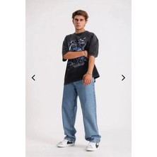 Kaizer Denim Buz Mavi Baggy Pantolon Günlük Rahat Stil Boru Paça Model