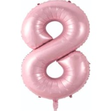 Parti Furyası Folyo Balon 8 Rakamı Helyum Balon 76 cm Pembe Renk - 8 Yaş Balonu - 8 Yaş Balon -8 Rakam Balon