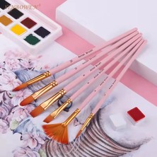 Mingjinshop3 Turuncu Tarzı 6 Adet Naylon Saç Ahşap Saplı Suluboya Boya Fırçası Kalem Set Öğrenme Için Diy Yağlı Akrilik Boyama Sanat Boya Fırçaları Malzemeleri (Yurt Dışından)