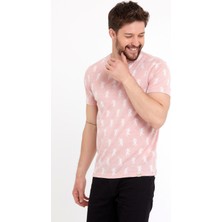 Polo State Erkek Jakarlı Basic T-Shirt Pembe