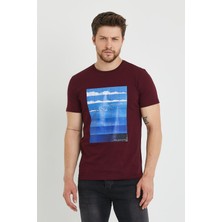Polo State Erkek Baskılı T-Shirt Bordo