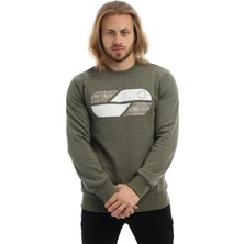 Polo State Erkek 3 İplik Pamuklu Baskılı Regular Fit Basic Bisiklet Yaka Yeşil Sweatshirt