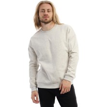 Polo State Erkek 3 İplik Pamuklu İçi Polarlı Regular Fit Basic Bisklet Yaka Kar Melanj Sweatshirt