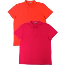 Polo State Erkek 2li Polo Yaka T-Shirt Turuncu-Kırmızı