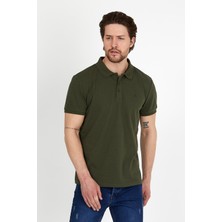 Polo State Erkek Regular Fit Polo Yaka Nakışlı T-shirt  Haki