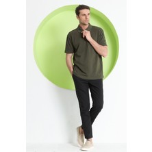 Polo State Erkek Fermuar Detaylı Polo Yaka T-Shirt Haki