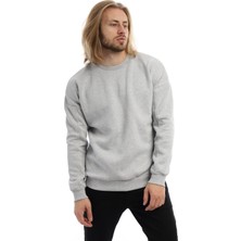 Polo State Erkek 3 İplik Pamuklu İçi Polarlı Regular Fit Basic Bisklet Yaka Gri Sweatshirt