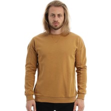 Polo State Erkek 3 İplik Pamuklu İçi Polarlı Regular Fit Basic Bisklet Yaka Kahverengi Sweatshirt