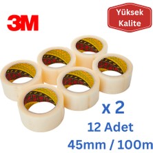 3m 371 Şeffaf Koli Bandı 45mm x 100m - 12 Adet