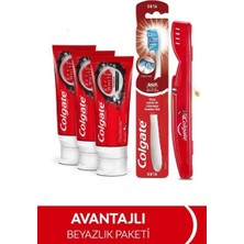 Colgate Optic White Diş Macunu 50 ml X3 Adet 360 Orta Diş Fırçası + Fırça Kabı Hediye