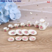 Pengfu Shop Koyu Haki Stili :12 Minyatür Porselen Çay Bardağı Seti Çiçek Sofra Mutfak Dollhouse Mobilya Oyuncaklar Çocuklar Için Çay Bardakları Dollhouse (Yurt Dışından)