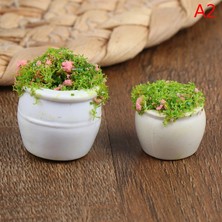 Pengfu Shop No.2 Tarzı 2 Adet Dollhouse Mobilya 1:12 Aksesuarlar Mini Yeşil Bitki Bonsai Saksılar (Yurt Dışından)