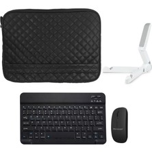 Microcase Tcl Tab 11 Tablet Için Kapitone Tablet Çanta + Bluetooth Klavye + Mouse + Tablet Standı - AL8123