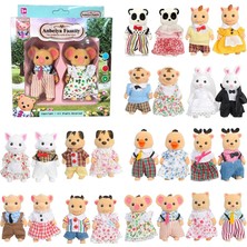 Pengfu Shop 012-16C Stili Orman Hayvan Ailesi 1:12 Peluş Bebekler Set Karikatür Çocuk Oyuncakları Kız Bebek Doğum Günü Noel Hediyesi Tavşan Ailesi Dollhouse (Yurt Dışından)