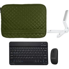 Microcase Tcl Tab 11 Tablet Için Kapitone Tablet Çanta + Bluetooth Klavye + Mouse + Tablet Standı - AL8123