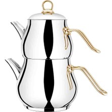 Ymn Bakırcılık Orta Boy Çaydanlık Indüksiyon Tabanlı Çaydanlık Çelik Çaydanlık Takımı Metal Kulp Ocak Cezve ,