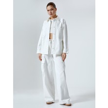Koton Oversize Taşlı Gömlek Ceket Ekstra Uzun Cepli